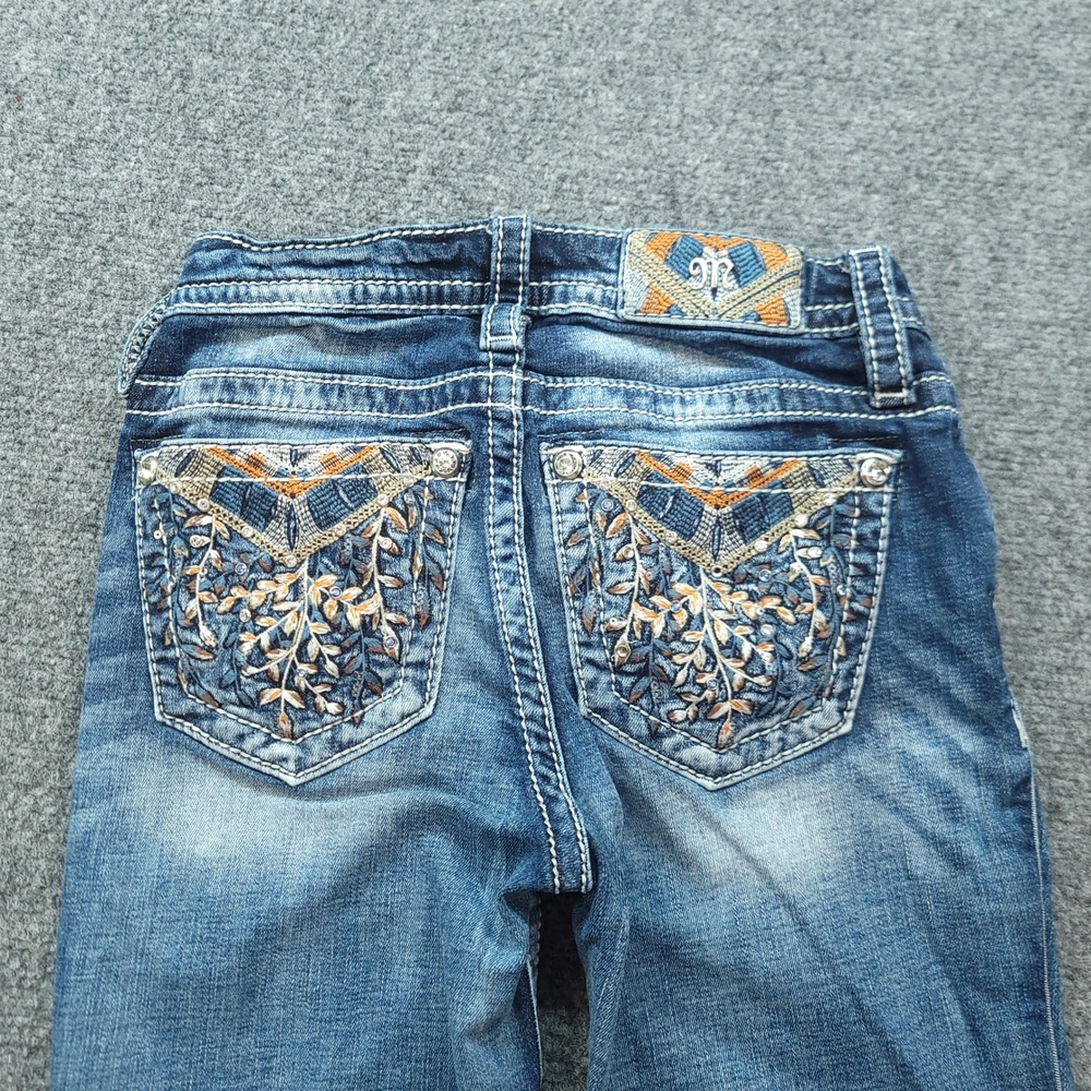 Miss Me Hailey Skinny Jeans Blue Denim Embroidered Rhinestone Pockets 24 M3621S